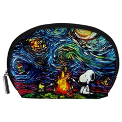 Dog Cartoon Starry Night Print Van Gogh Parody Accessory Pouch (large) by Modalart