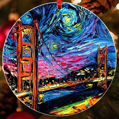 Golden Gate Bridge Starry Night Vincent Van Gogh Uv Print Acrylic Ornament Round by Modalart