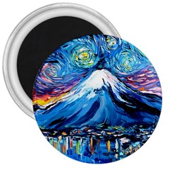 Mount Fuji Art Starry Night Van Gogh 3  Magnets