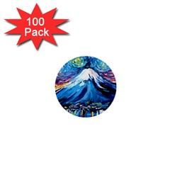 Mount Fuji Art Starry Night Van Gogh 1  Mini Buttons (100 pack) 