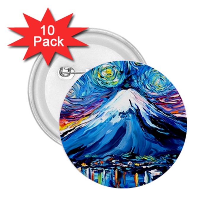 Mount Fuji Art Starry Night Van Gogh 2.25  Buttons (10 pack) 