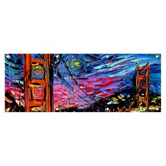 Golden Gate Bridge Starry Night Vincent Van Gogh Banner And Sign 8  X 3  by Modalart