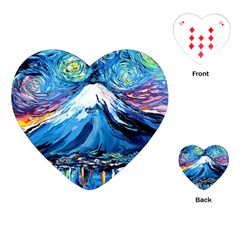 Mount Fuji Art Starry Night Van Gogh Playing Cards Single Design (Heart)