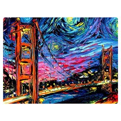 Golden Gate Bridge Starry Night Vincent Van Gogh Premium Plush Fleece Blanket (extra Small) by Modalart