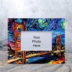 Golden Gate Bridge Starry Night Vincent Van Gogh White Tabletop Photo Frame 4 x6  by Modalart