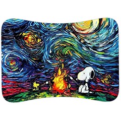 Dog Cartoon Starry Night Print Van Gogh Parody Velour Seat Head Rest Cushion by Modalart