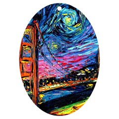 Golden Gate Bridge Starry Night Vincent Van Gogh Uv Print Acrylic Ornament Oval by Modalart