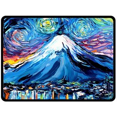 Mount Fuji Art Starry Night Van Gogh Fleece Blanket (Large)