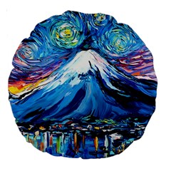 Mount Fuji Art Starry Night Van Gogh Large 18  Premium Round Cushions