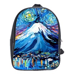 Mount Fuji Art Starry Night Van Gogh School Bag (XL)