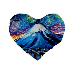 Mount Fuji Art Starry Night Van Gogh Standard 16  Premium Heart Shape Cushions