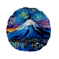 Mount Fuji Art Starry Night Van Gogh Standard 15  Premium Flano Round Cushions