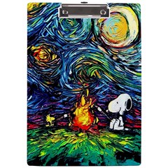 Dog Cartoon Starry Night Print Van Gogh Parody A4 Acrylic Clipboard by Modalart