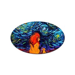 Lion Art Starry Night Van Gogh Sticker (oval) by Modalart