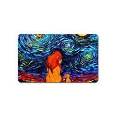 Lion Art Starry Night Van Gogh Magnet (name Card) by Modalart