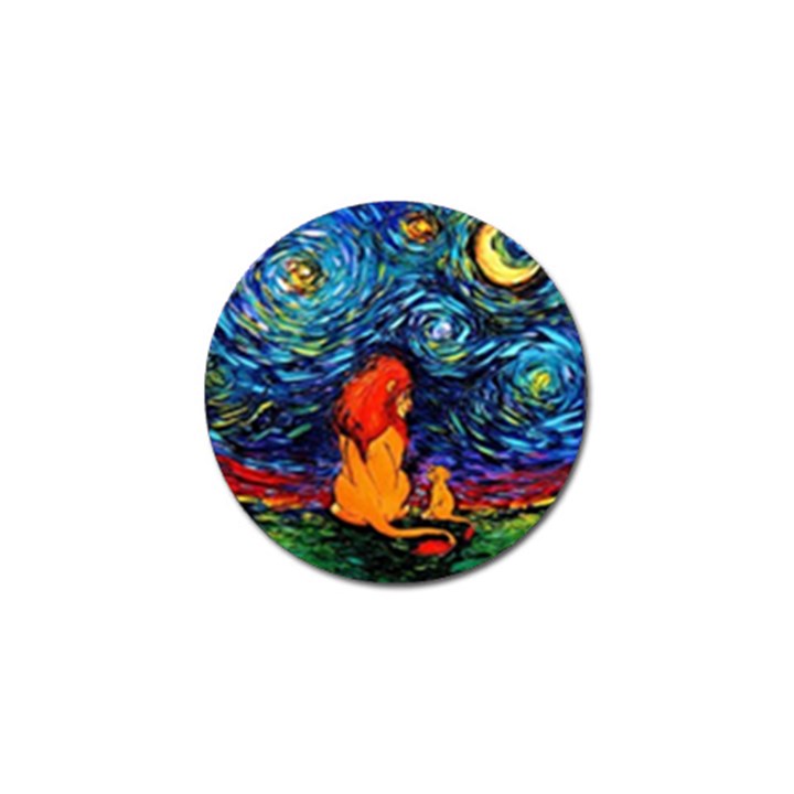 Lion Art Starry Night Van Gogh Golf Ball Marker