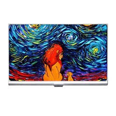 Lion Art Starry Night Van Gogh Business Card Holder by Modalart