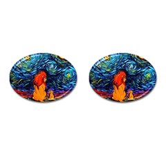 Lion Art Starry Night Van Gogh Cufflinks (oval) by Modalart