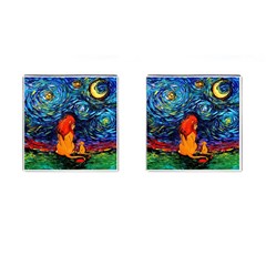 Lion Art Starry Night Van Gogh Cufflinks (square) by Modalart