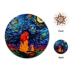 Lion Art Starry Night Van Gogh Playing Cards Single Design (round)