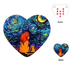 Lion Art Starry Night Van Gogh Playing Cards Single Design (heart)