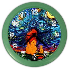 Lion Art Starry Night Van Gogh Color Wall Clock by Modalart