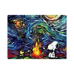 Dog Cartoon Starry Night Print Van Gogh Parody Premium Plush Fleece Blanket (mini) by Modalart