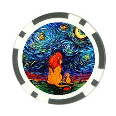 Lion Art Starry Night Van Gogh Poker Chip Card Guard (10 Pack) by Modalart