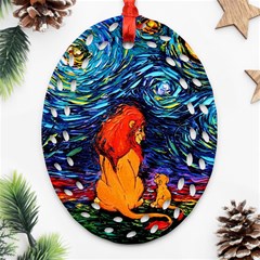 Lion Art Starry Night Van Gogh Ornament (oval Filigree)