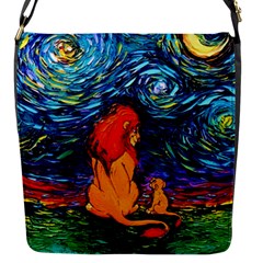 Lion Art Starry Night Van Gogh Flap Closure Messenger Bag (s) by Modalart