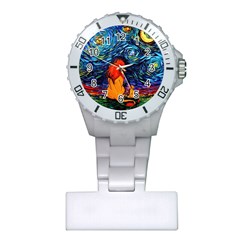 Lion Art Starry Night Van Gogh Plastic Nurses Watch by Modalart