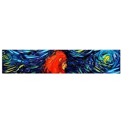 Lion Art Starry Night Van Gogh Small Premium Plush Fleece Scarf