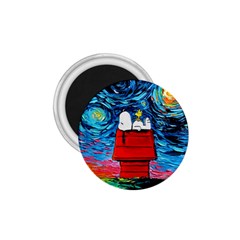 Red House Dog Cartoon Starry Night 1 75  Magnets by Modalart