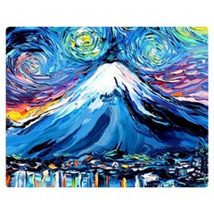 Mount Fuji Art Starry Night Van Gogh Premium Plush Fleece Blanket (Medium)