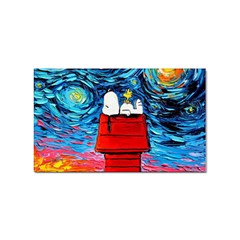 Red House Dog Cartoon Starry Night Sticker Rectangular (100 Pack) by Modalart