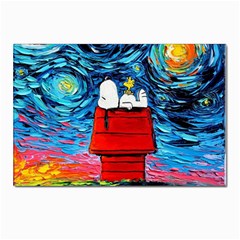 Red House Dog Cartoon Starry Night Postcards 5  X 7  (pkg Of 10) by Modalart