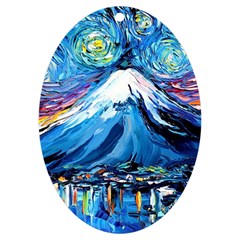 Mount Fuji Art Starry Night Van Gogh UV Print Acrylic Ornament Oval