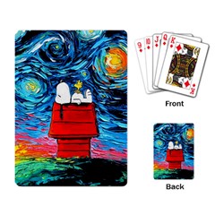 Red House Dog Cartoon Starry Night Playing Cards Single Design (rectangle)