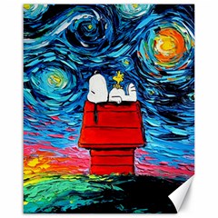 Red House Dog Cartoon Starry Night Canvas 16  X 20 