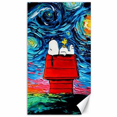 Red House Dog Cartoon Starry Night Canvas 40  X 72  by Modalart