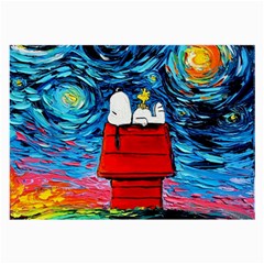 Red House Dog Cartoon Starry Night Large Glasses Cloth