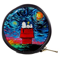 Red House Dog Cartoon Starry Night Mini Makeup Bag by Modalart