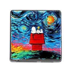 Red House Dog Cartoon Starry Night Memory Card Reader (square 5 Slot) by Modalart