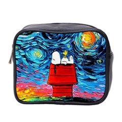 Red House Dog Cartoon Starry Night Mini Toiletries Bag (two Sides) by Modalart