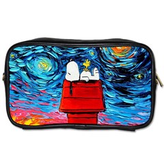 Red House Dog Cartoon Starry Night Toiletries Bag (one Side) by Modalart