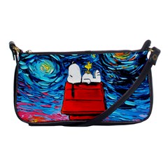 Red House Dog Cartoon Starry Night Shoulder Clutch Bag by Modalart