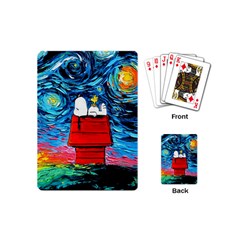 Red House Dog Cartoon Starry Night Playing Cards Single Design (mini)