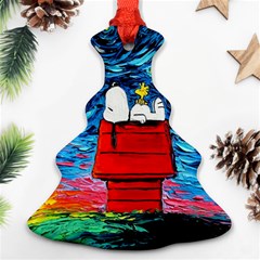 Red House Dog Cartoon Starry Night Ornament (christmas Tree) 