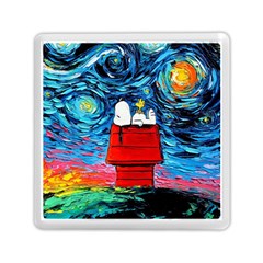 Red House Dog Cartoon Starry Night Memory Card Reader (square) by Modalart