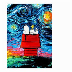 Red House Dog Cartoon Starry Night Small Garden Flag (two Sides) by Modalart